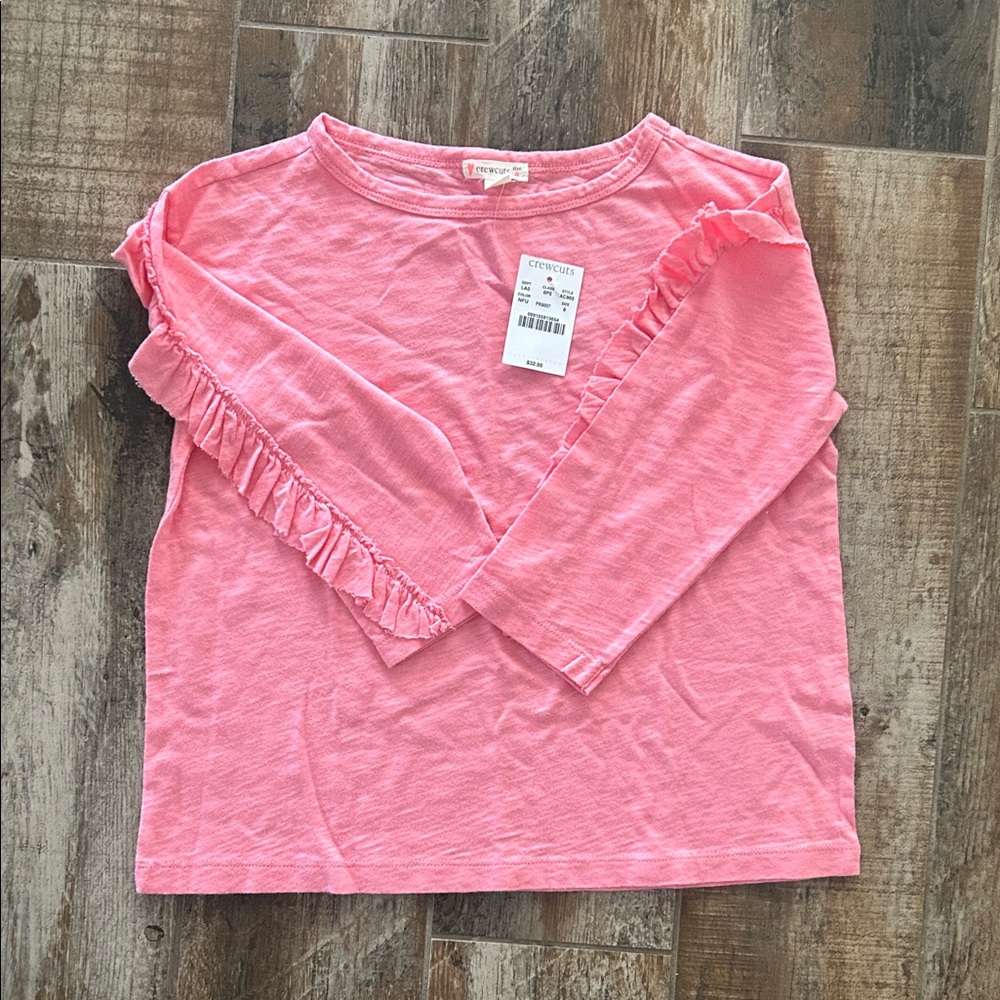 Crewcuts Pink Long Sleeve Ruffle Tee
